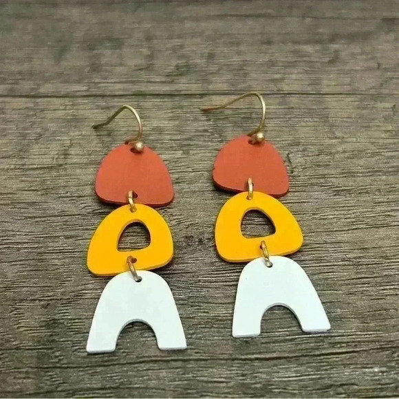 Universal Thread | Rust Red, Orange, and White Dangle Earrings - Picture 1 of 2
